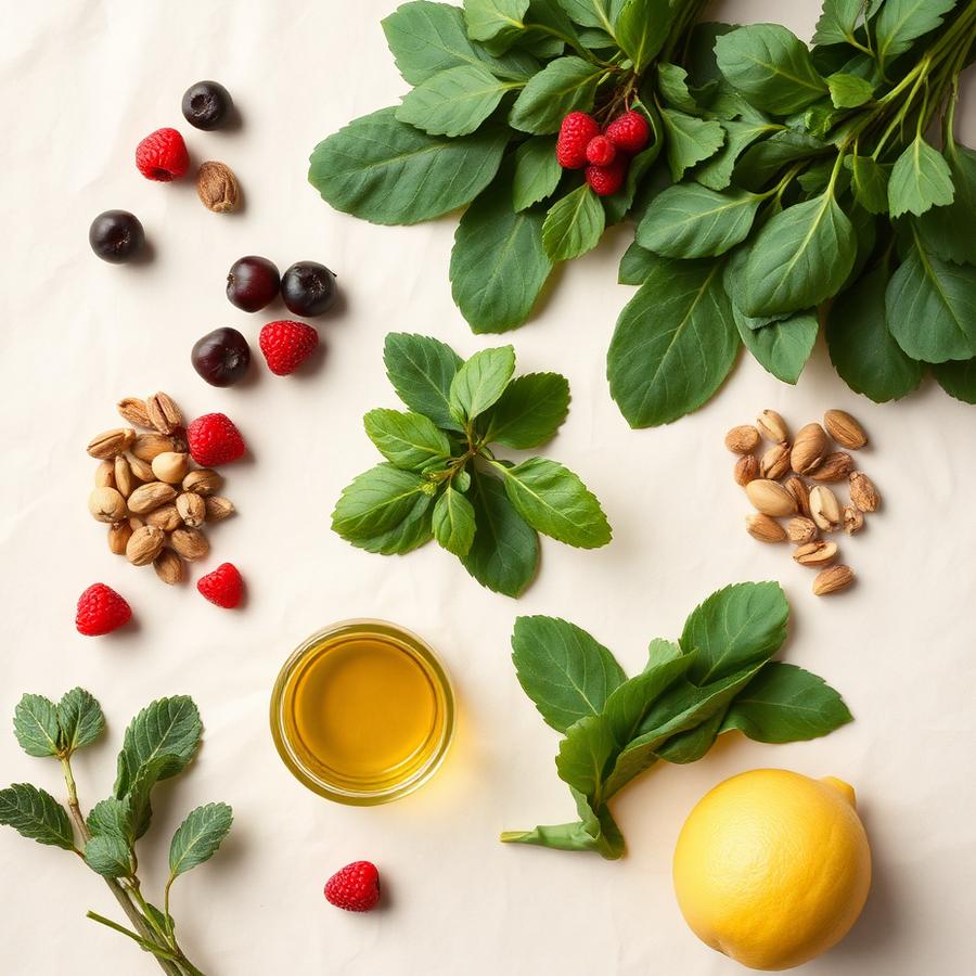 Ingredientes frescos sobre fundo claro